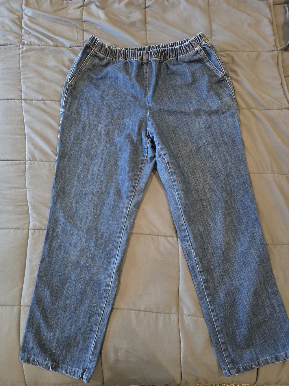 Lands' End Light Blue Straight-Leg Elastic Waist Jeans